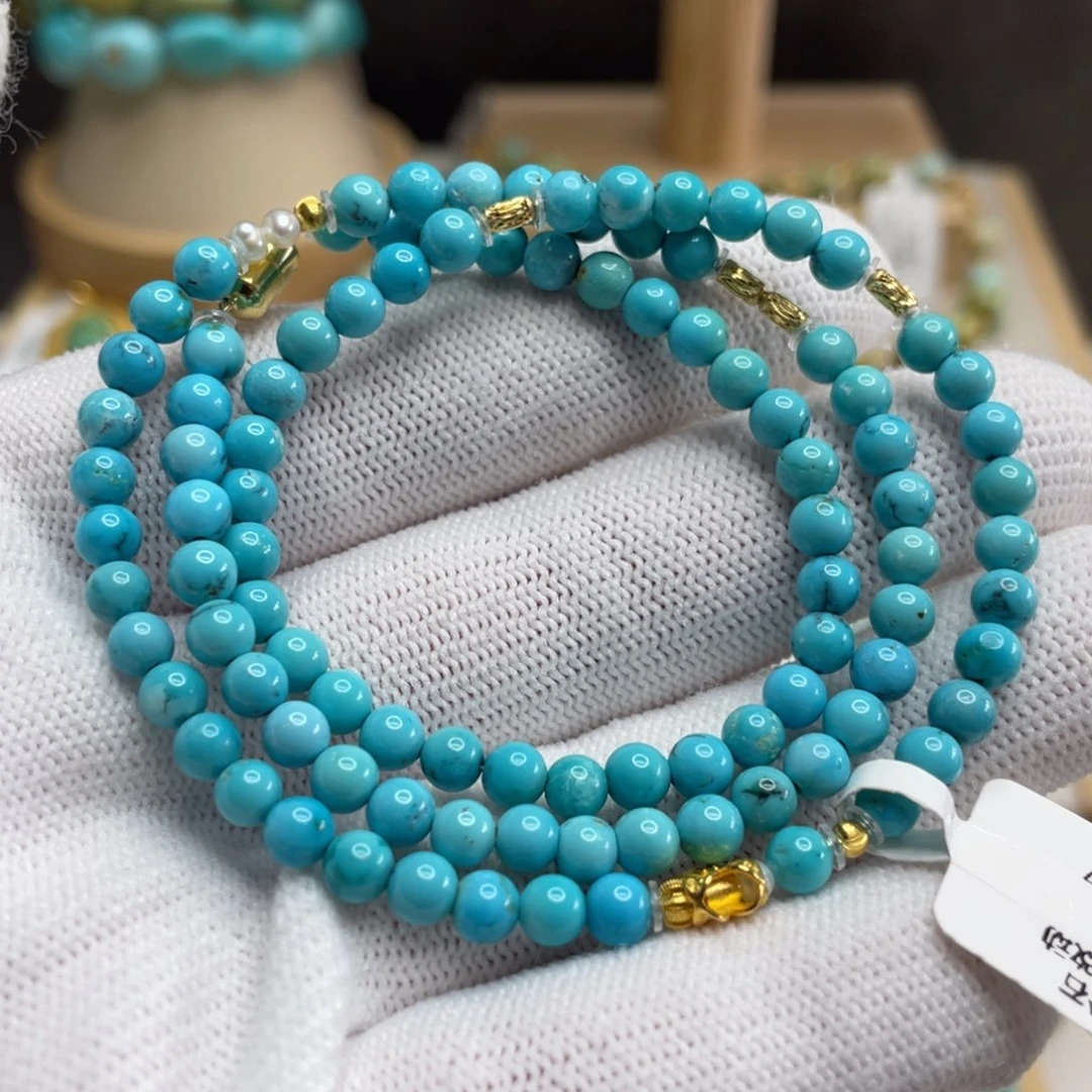 绿松石未镶嵌爆爆蓝锁骨链卡4.3