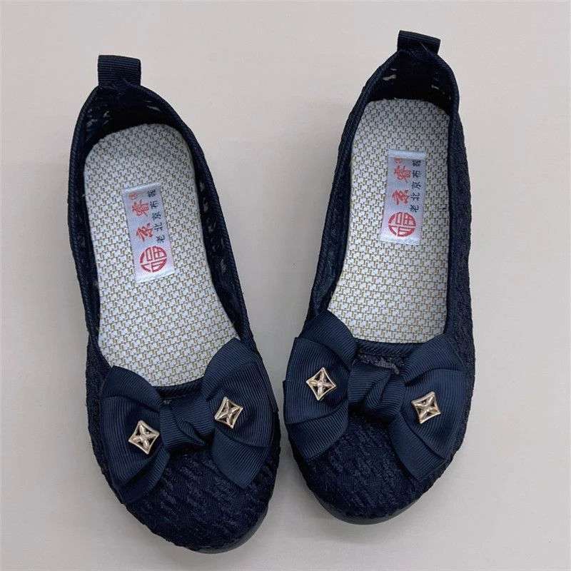 欧洲站【断码清仓】夏季老北京布鞋蕾丝布透气一脚蹬浅口平底豆豆