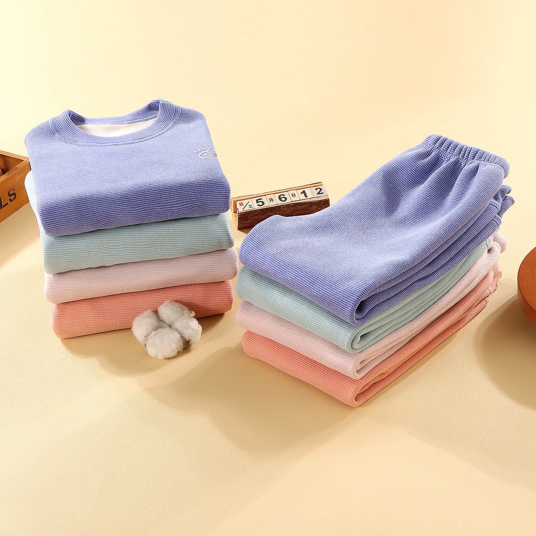 男女童加绒特厚家居服儿童保暖内衣套装秋衣秋裤宝宝秋冬打底衣服