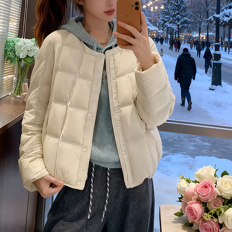 高级感气质圆领棉服女士2025年冬季新款加厚保暖显瘦气质慵懒外套