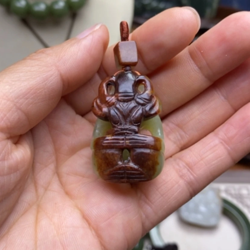 【闪购商品】岫岩河磨玉（透闪石质玉）未镶嵌挂件挽*