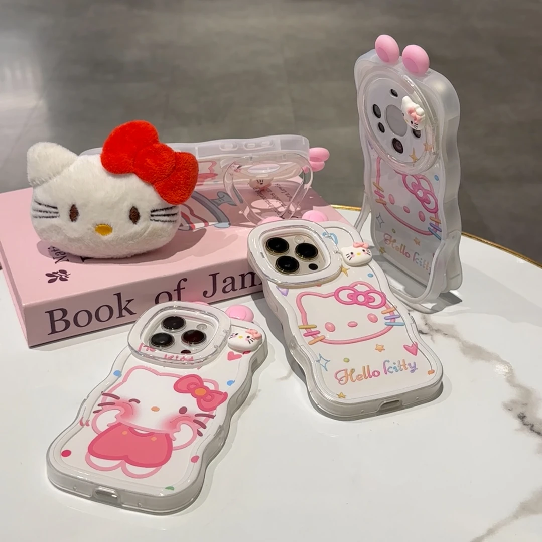 BANCA捏捏脸kt猫耳朵双支架适用苹果16手机壳华为oppo小米15vivo