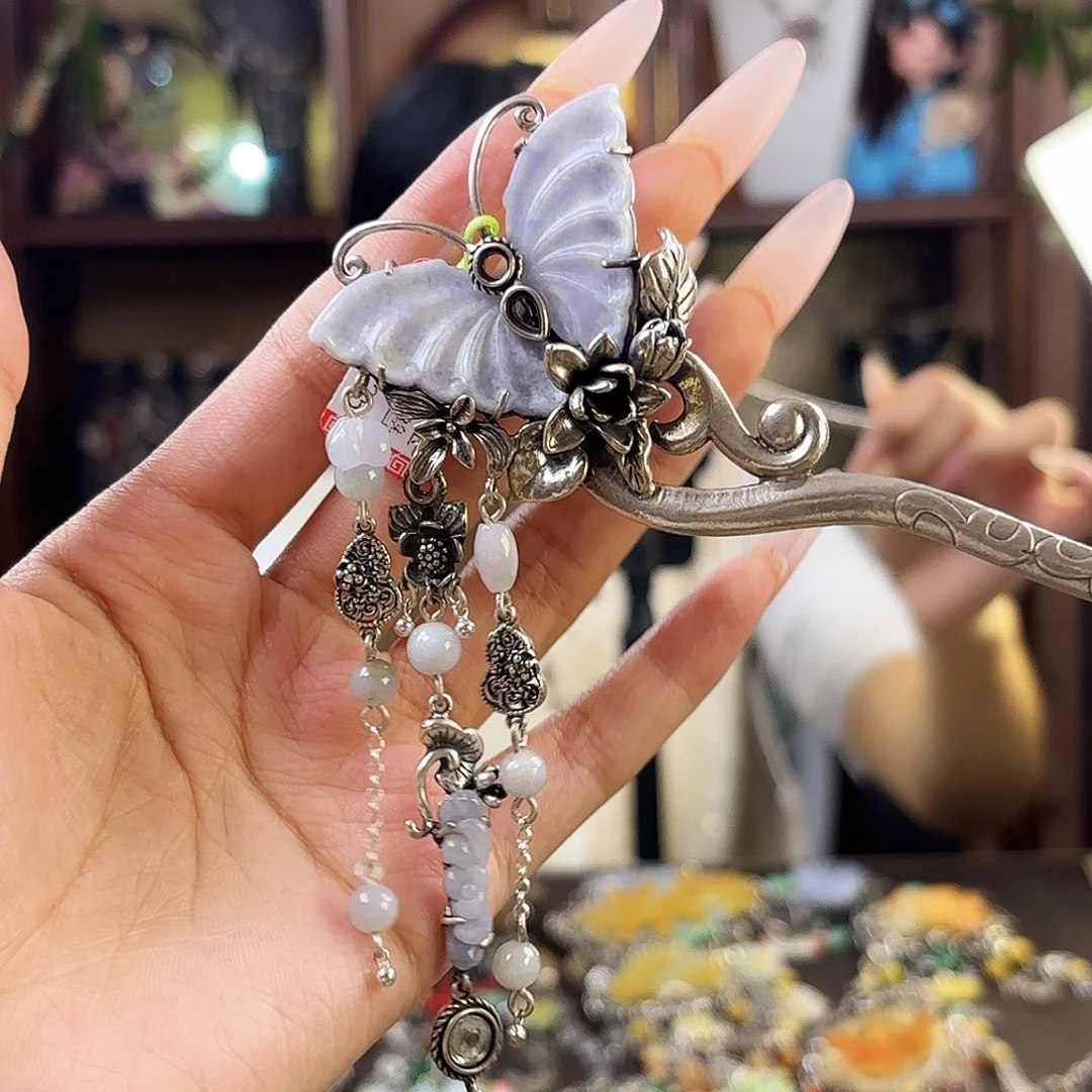 翡翠银S925镶嵌发饰