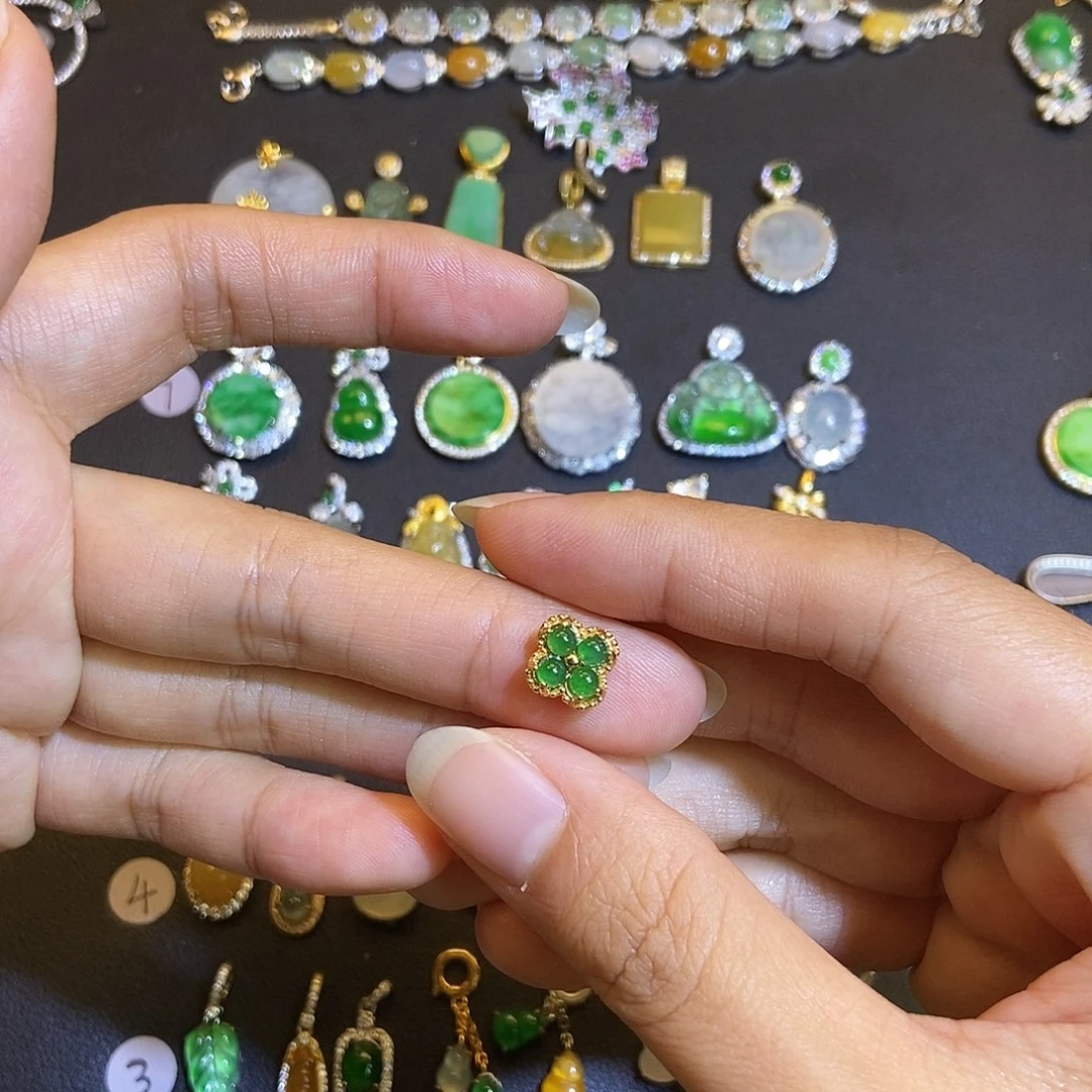 翡翠银S925镶嵌吊坠(不含链)