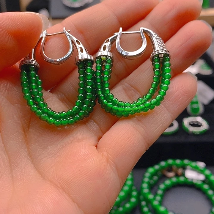 翡翠未镶嵌手链天然A货翡翠耳坠