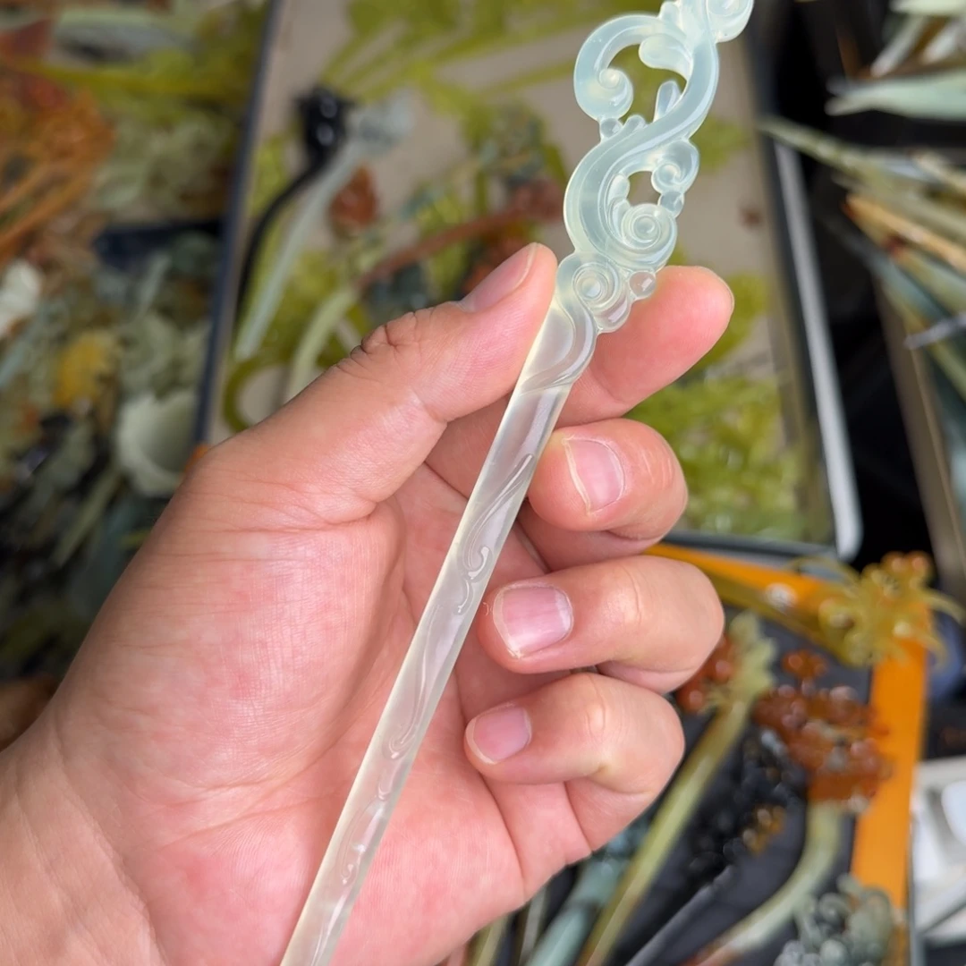 岫玉未镶嵌发饰明君玉簪就是好看