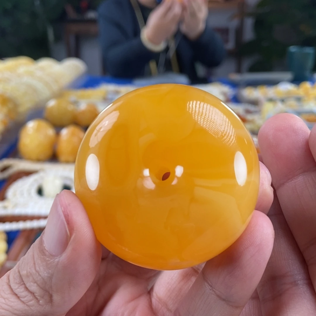 琥珀未镶嵌珠宝奇石鸡油红平安扣45.74