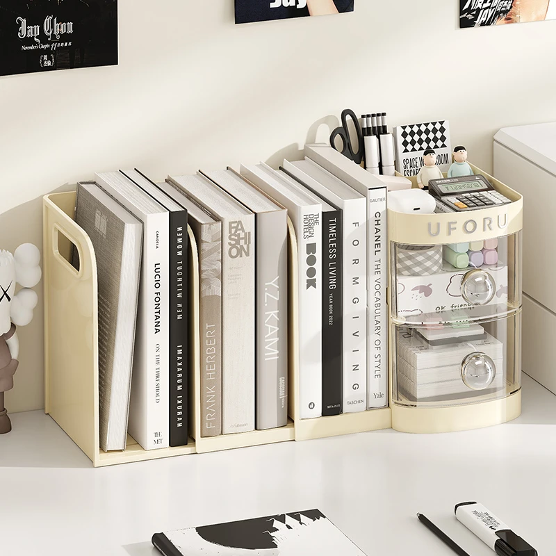 橱明星伸缩书架收纳盒学生宿舍桌面大容量分区书本文具简易收纳架