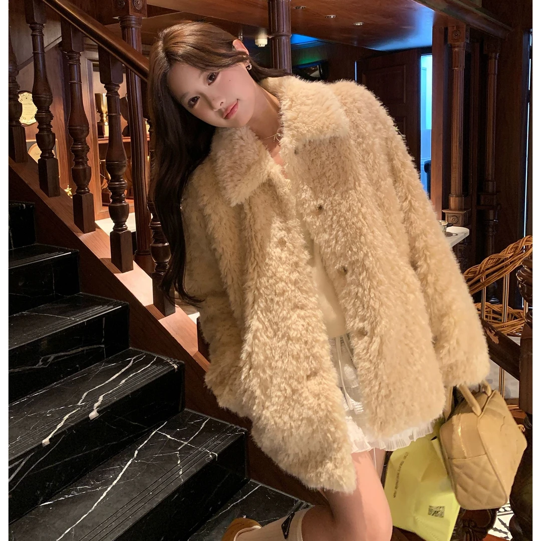 高级感宽松仿皮草毛毛外套女秋冬气质名媛年轻皮毛一体毛茸茸上衣