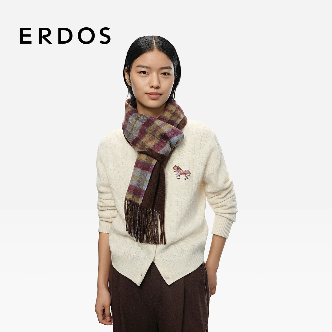 ERDOS 山羊绒格纹围巾