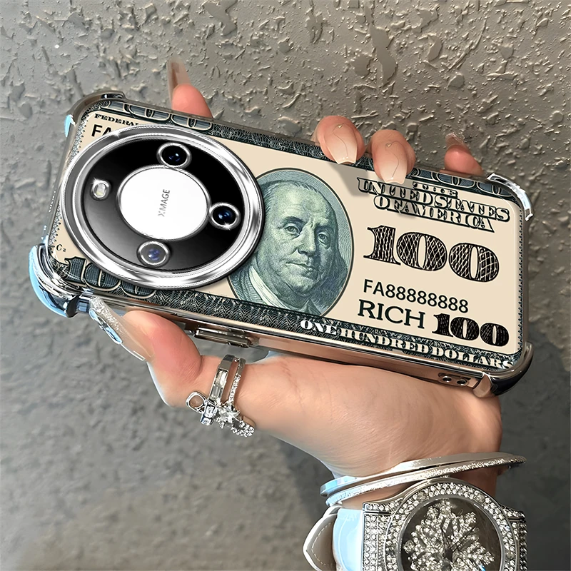 适用于【华为】Mate60Pro/Pro+创意老头美金高级感网红电镀手机壳