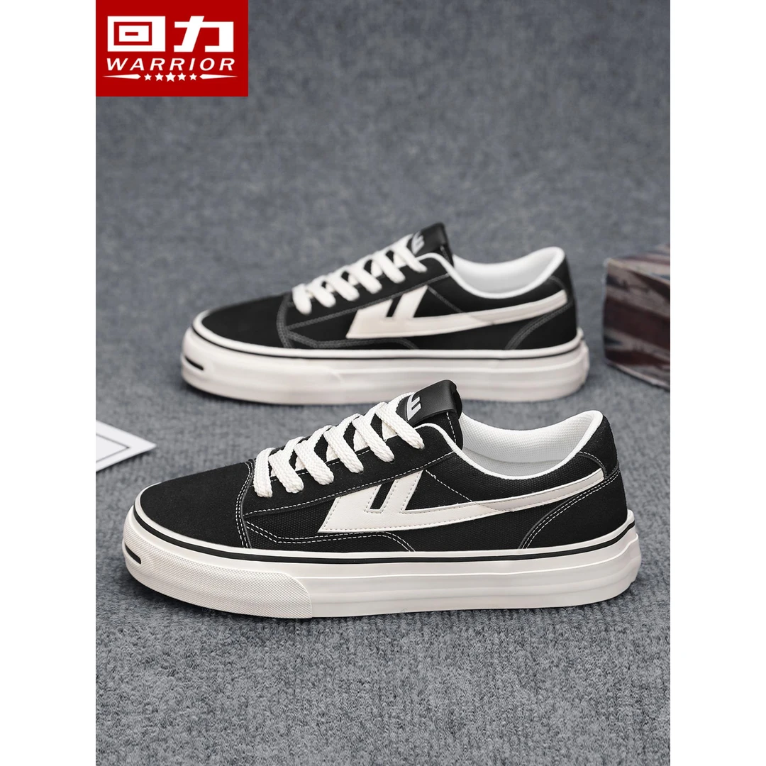 回力男鞋板鞋男2025新款秋季黑色厚底帆布鞋男青少年运动休闲鞋男