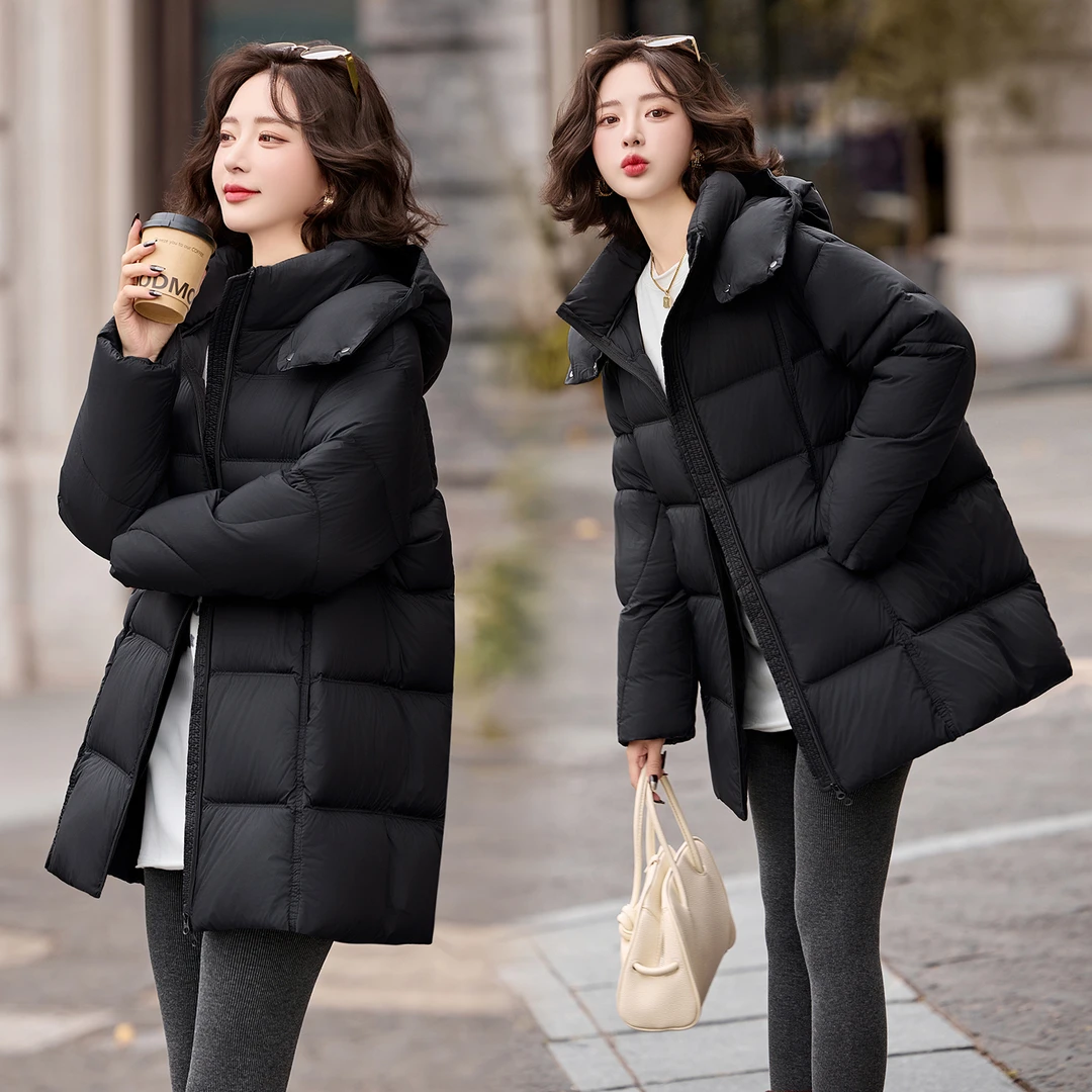 羽绒服女2025冬季冬天衣服女装新款加厚保暖中长款白鸭绒防寒外套