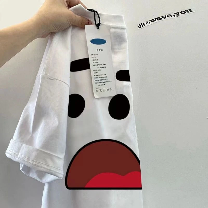 冰凉冰丝t恤港风ins草莓熊圆领短袖T恤男女潮流百搭休闲情侣装