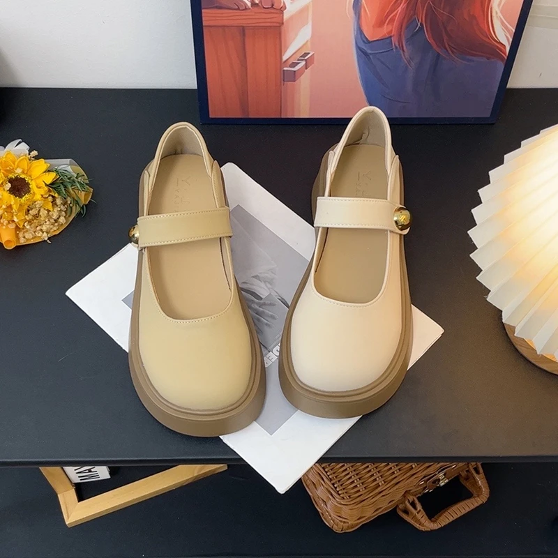 网红小金豆玛丽珍单鞋女厚底2025年春夏季新款百搭浅口乐福鞋