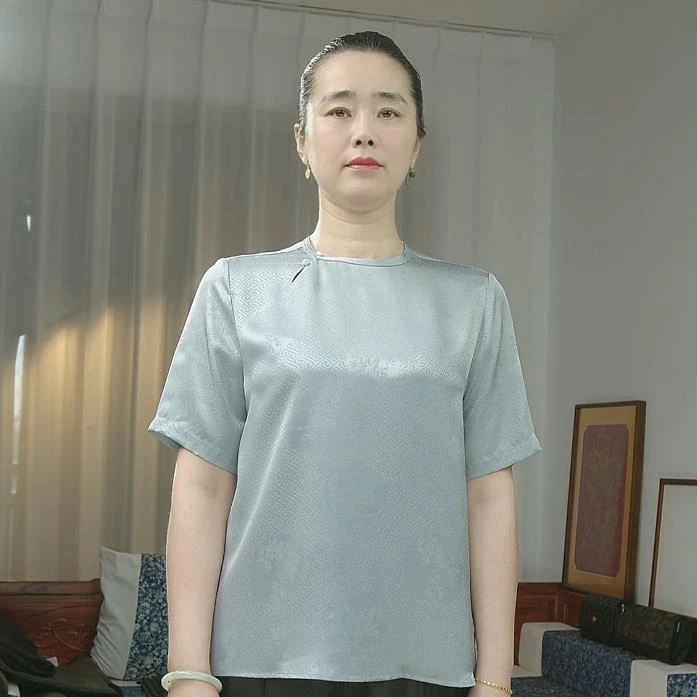 品叔&甄选 · 桑蚕丝提花花罗设计短袖上衣