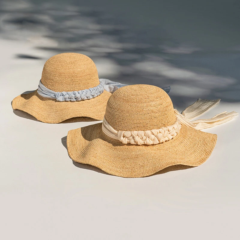 疯帽子可折叠天然拉菲草渔夫帽时尚海边出游度假草帽女款25夏