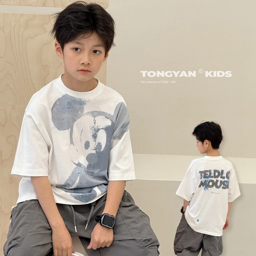 男童夏季短袖T恤新款中大童卡通薄款半袖儿童韩版时尚五分袖58080