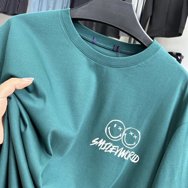 活性印花混纺潮流微阔休闲男士T恤短袖短T上衣 Y5T0325