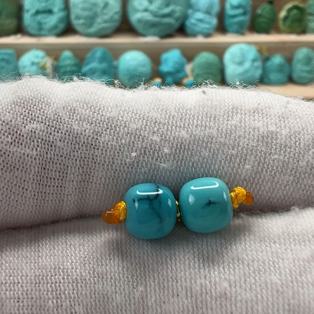 未镶嵌绿松石老型对珠6.4x5.8mm