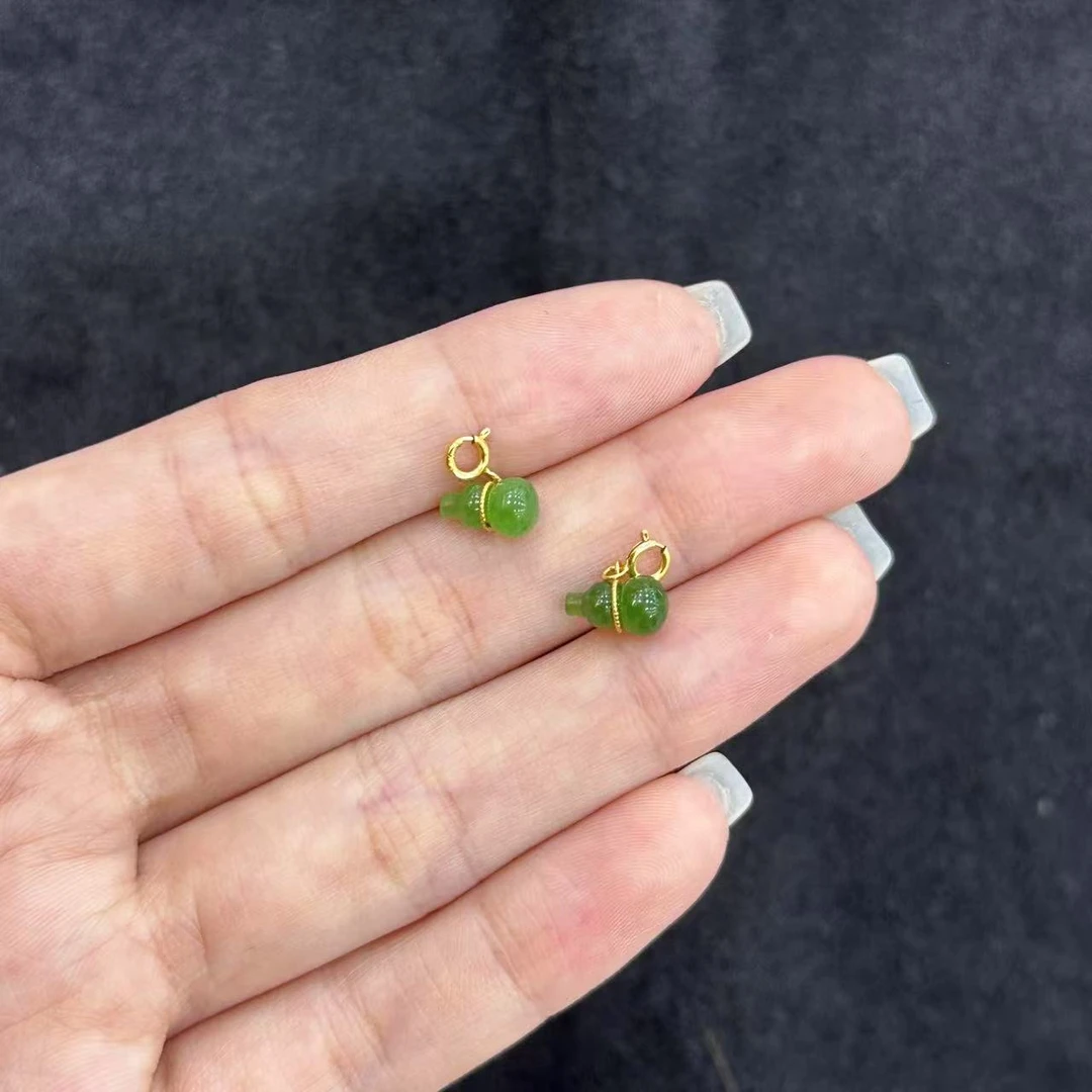 【北野珠宝】天然和田玉葫芦阳绿挂件B192H-21多样性发一8x5mm