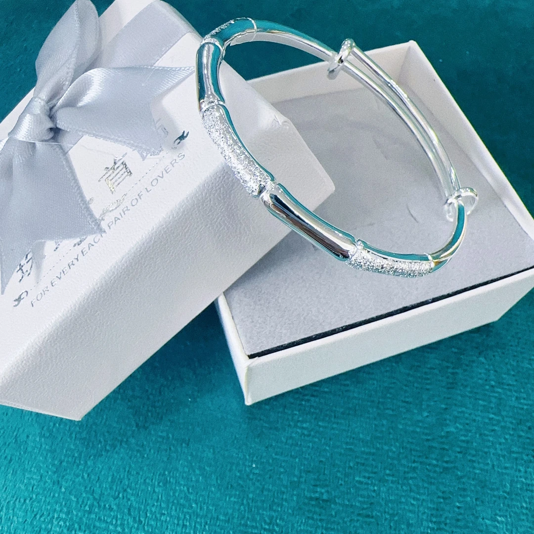 足银手镯 竹节足银手镯