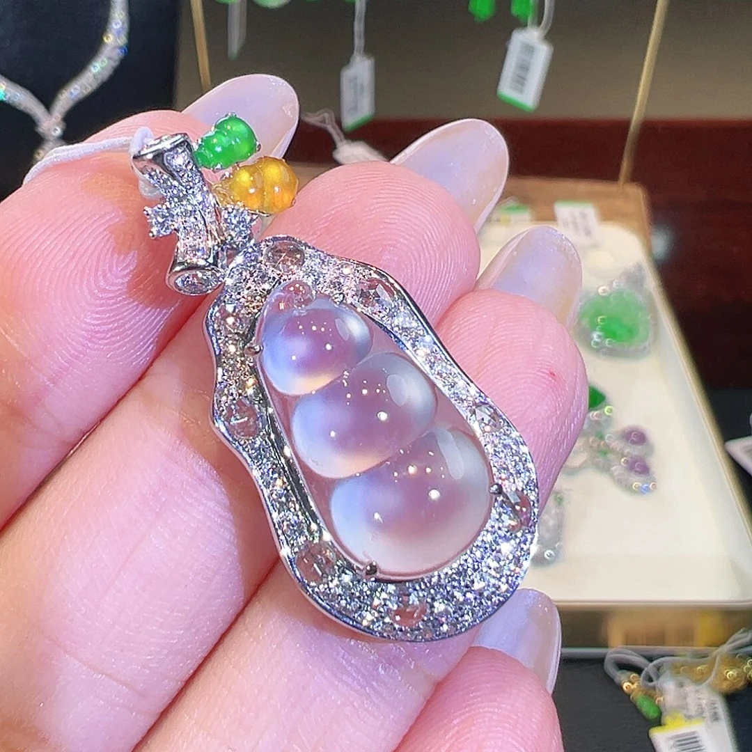 翡翠18K金镶嵌吊坠(不含链)翡翠
