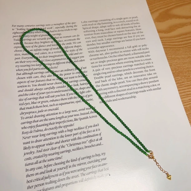 S925银2.5mm天然翡翠小米珠项链40+3cm多样性发一