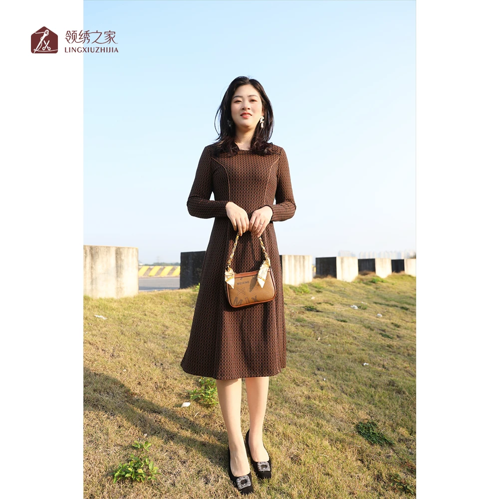 秋冬针织碎花连衣裙妈妈装#YC01795H-29时尚洋气显瘦连衣裙气质