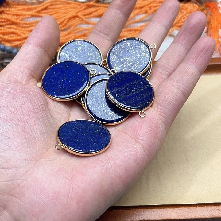 玛瑙/玉髓合金珠宝半成品一个30mm青金石吊坠