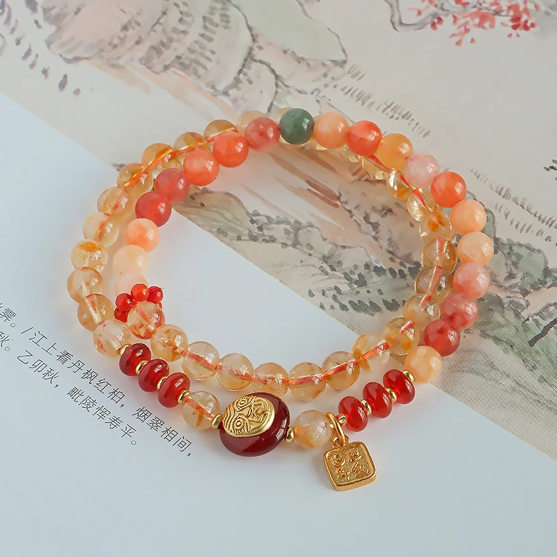 原创双圈好事成双金丝玉手链多样性发一-7079