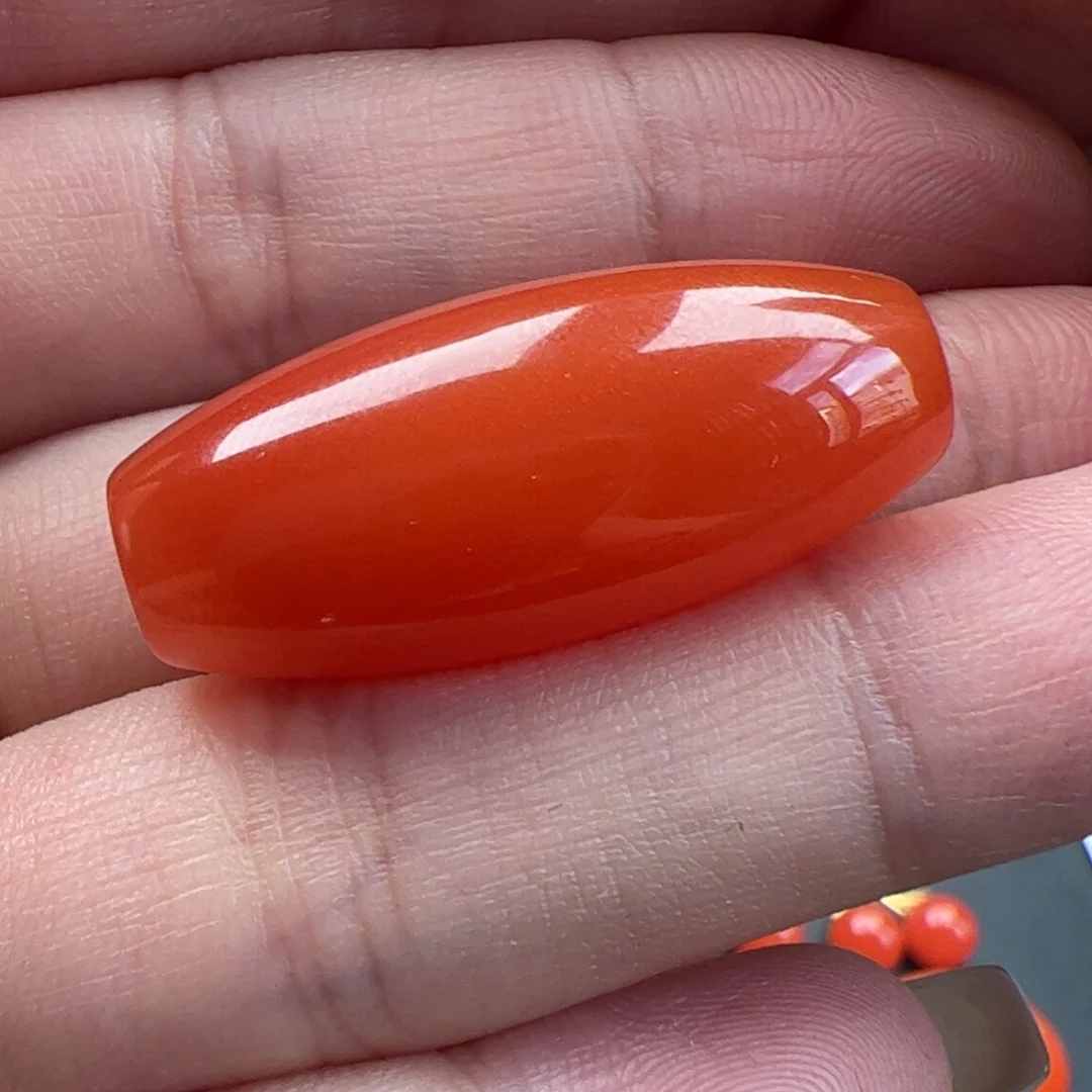残***爱南红玛瑙未镶嵌桶珠28mm