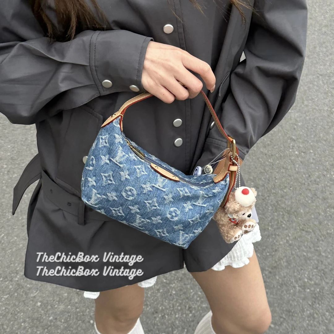 99新 LouisVuitton/路易威登 只盒/Lv新款牛仔单宁小饭盒手提包