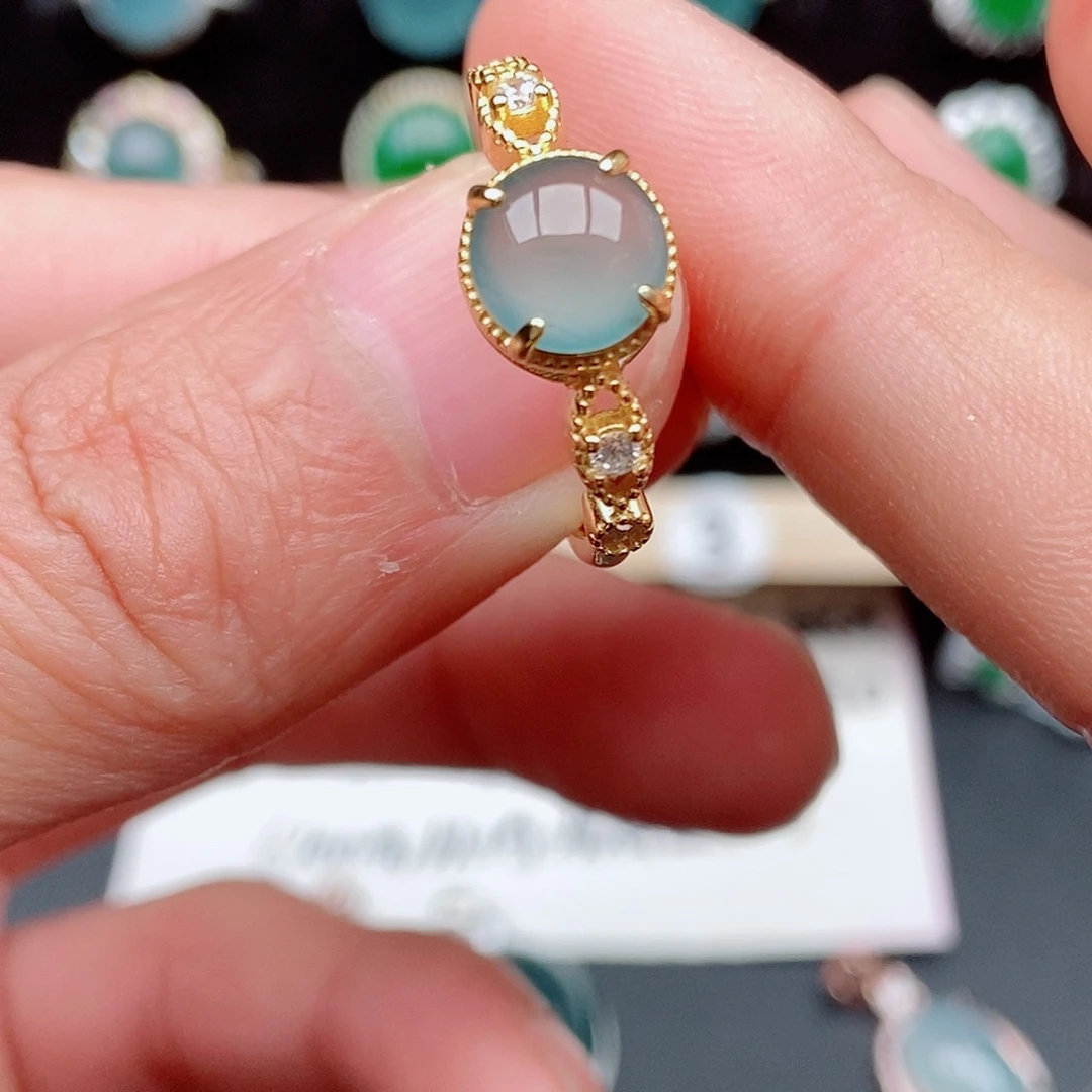 翡翠戒指银S925镶嵌095464286