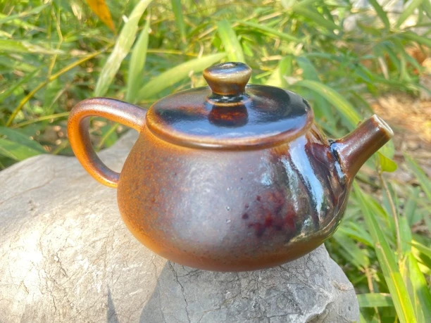 建水紫陶白泥柴烧壶