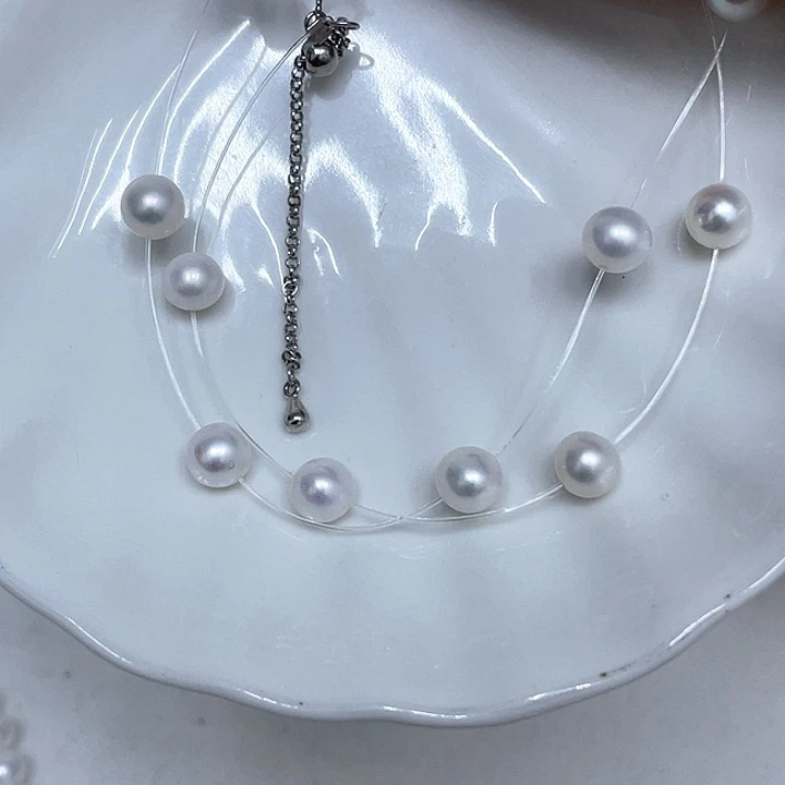 颈饰银S925镶嵌淡水珍珠