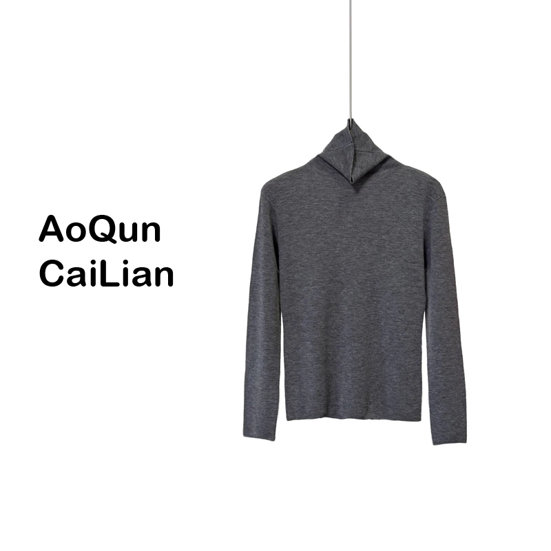 AoQunCaiLian加厚（水溶羊毛）堆堆领针织长袖套头衫-8647