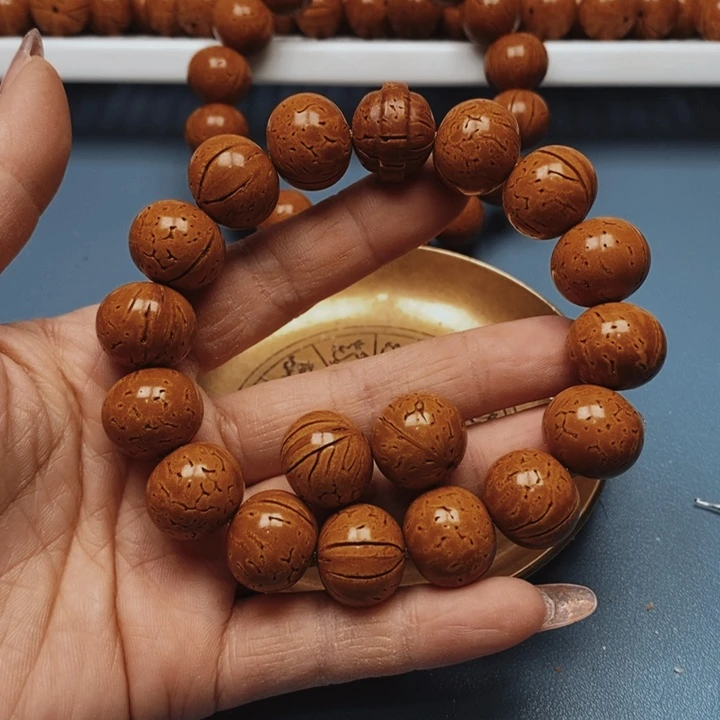 桃核手串苹果17花皮色差15颗