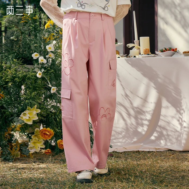 【黄蓉专属】两三事 心花初绽  甜美多口袋刺绣粉色直筒S25CKZ491