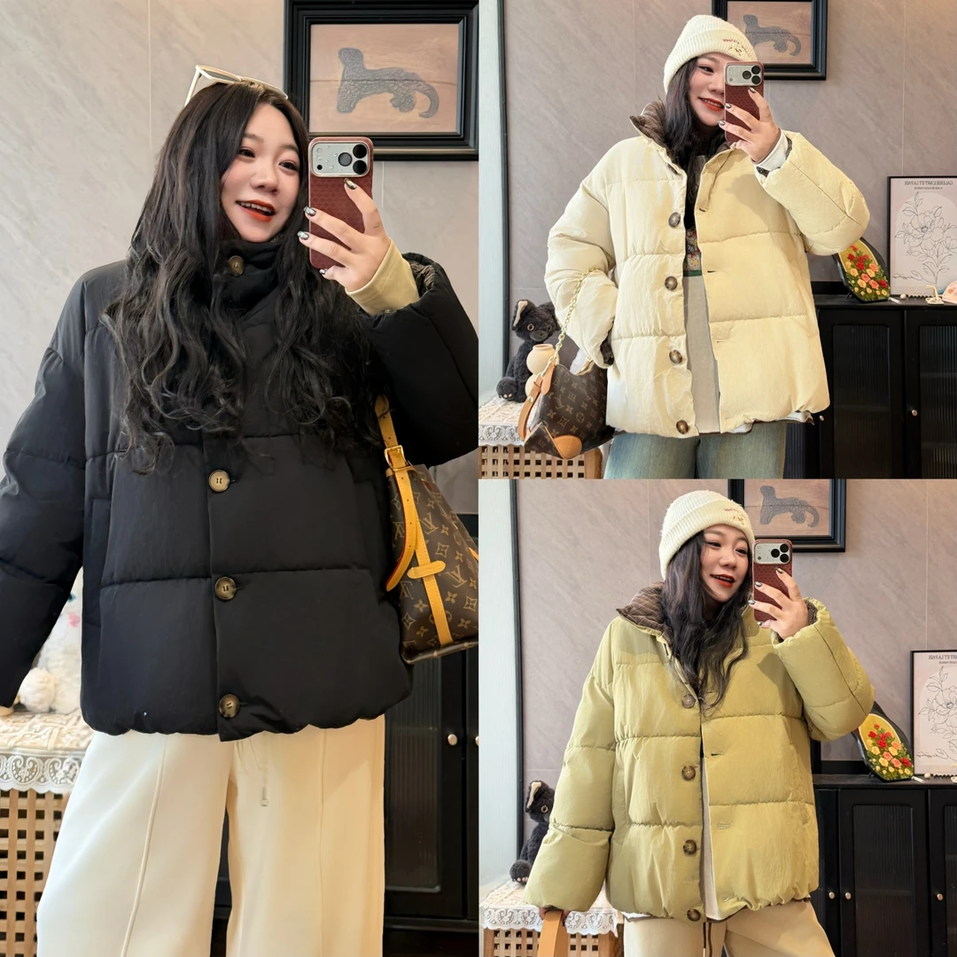 花契“奶酥芋泥”大码女装冬季宽松200斤胖mm韩版保暖棉服13243-H