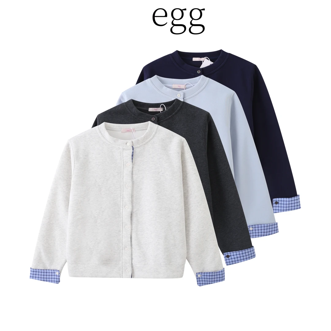 egg韩国拼接格子外套