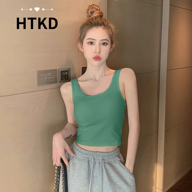 HTKD莫代尔冰丝小吊带背心女短款夏季外穿美背超火露脐打底内搭上
