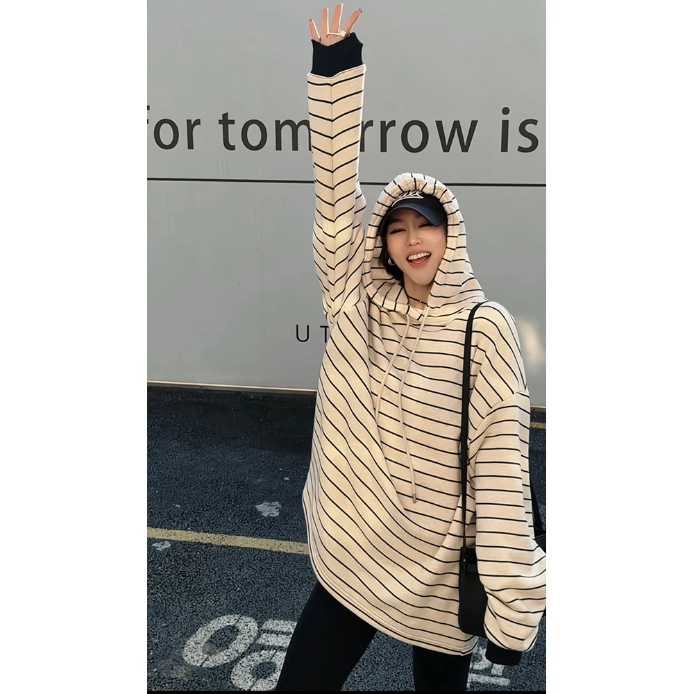 2024新款JVM定制22630时尚百搭横条连帽卫衣12/22