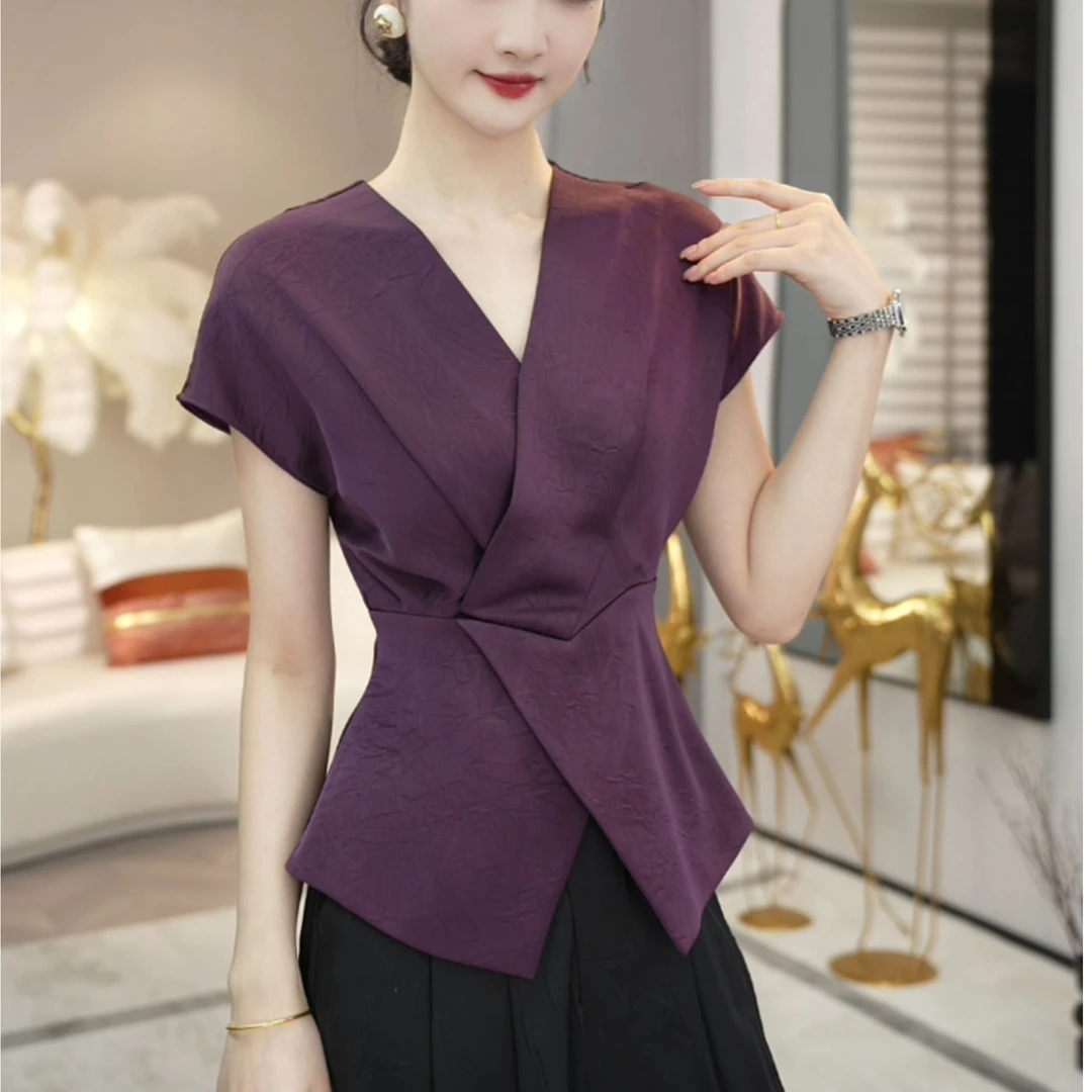 唐熹现货2025年新款【ZM24-563】法式高级感小众紫色衬衫上衣女