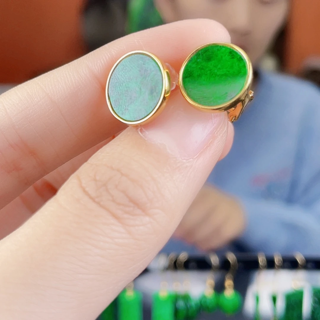 翡翠银S925镶嵌耳饰