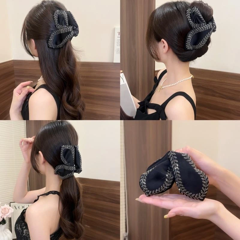 路易斯闪钻麦穗气质发夹女2025新款高级感后脑勺盘发鲨鱼夹子发卡