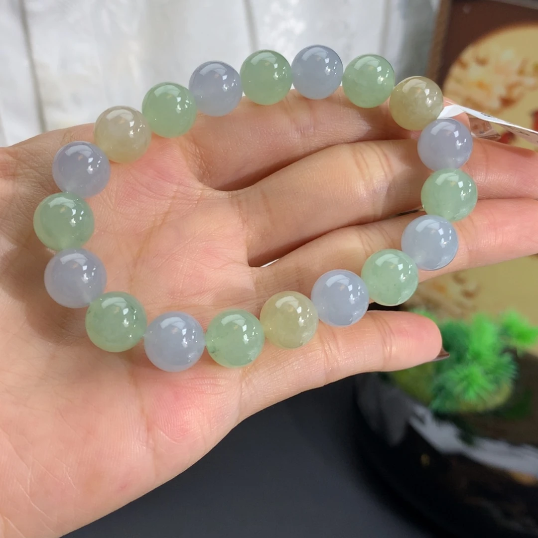 未镶嵌手串翡翠卡10冰胶三彩手串