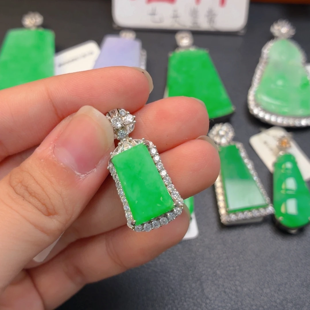 翡翠银S925镶嵌吊坠(不含链)