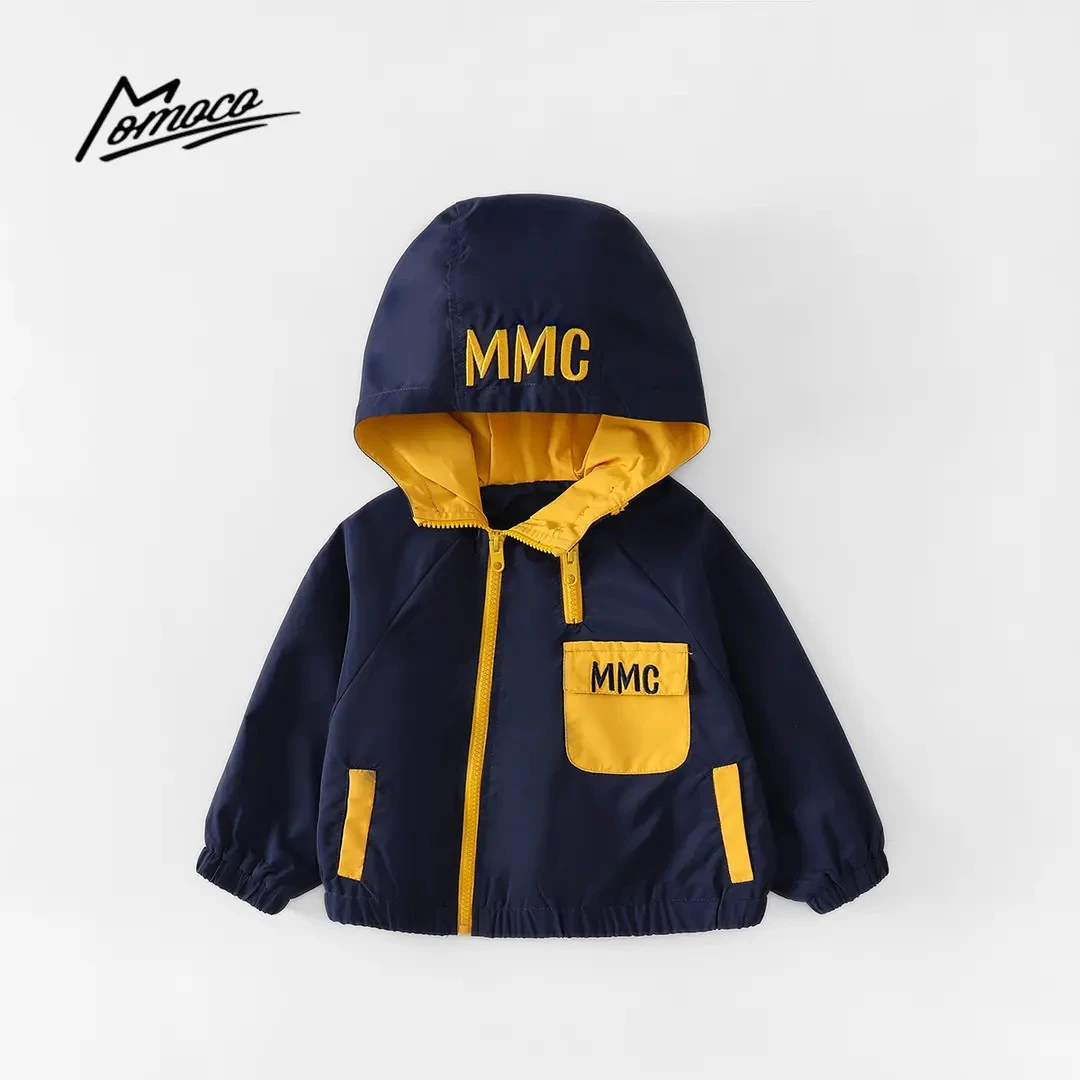 MOMOCO童装男童秋季新款潮流拼接外套休闲连帽上衣77330138097