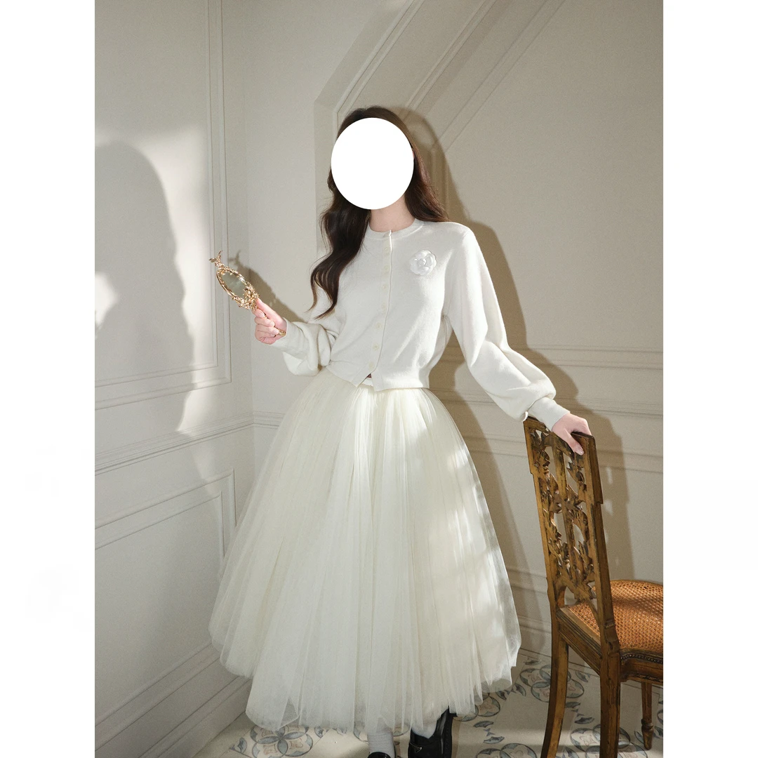 爆款2025新款法式网纱半身裙宫廷风古典a字蓬蓬中长裙子女秋季
